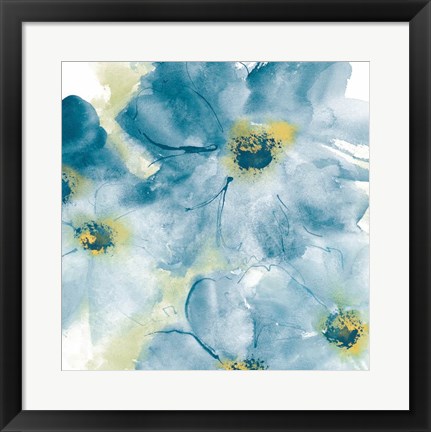 Framed Seashell Cosmos I Blue and Yellow Print