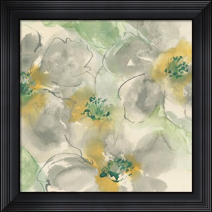 Framed Silver Quince II Teal Print