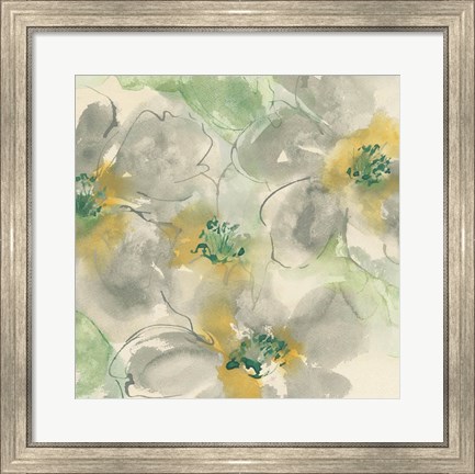 Framed Silver Quince II Teal Print