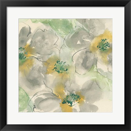 Framed Silver Quince II Teal Print