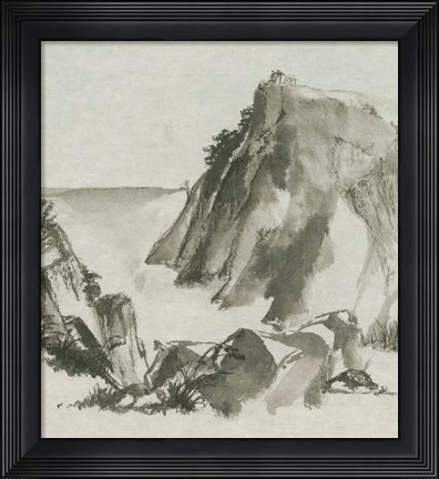 Framed Sumi Rocks Cream Print