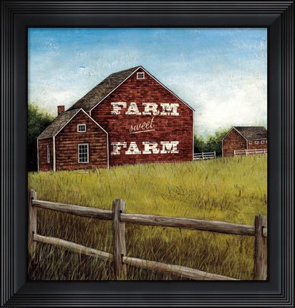 Framed Weathered Barns Red with Words Print