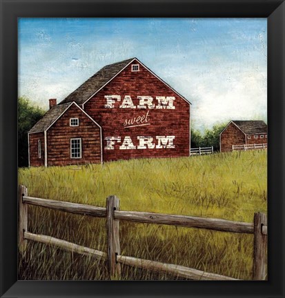 Framed Weathered Barns Red with Words Print