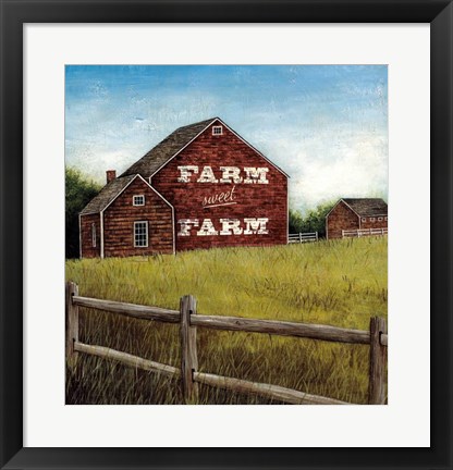 Framed Weathered Barns Red with Words Print