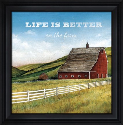 Framed Old Red Barn with Words Print