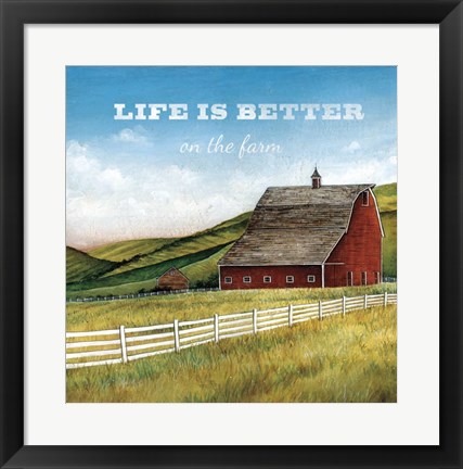 Framed Old Red Barn with Words Print