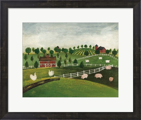 Framed Day at the Farm I Bright Print