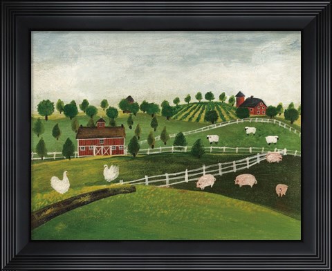 Framed Day at the Farm I Bright Print