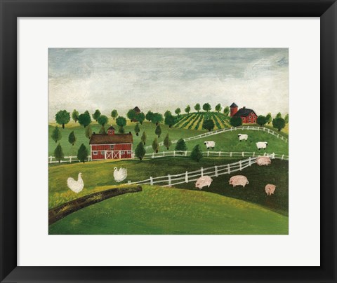 Framed Day at the Farm I Bright Print