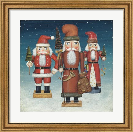 Framed Santa Nutcrackers Snow Print