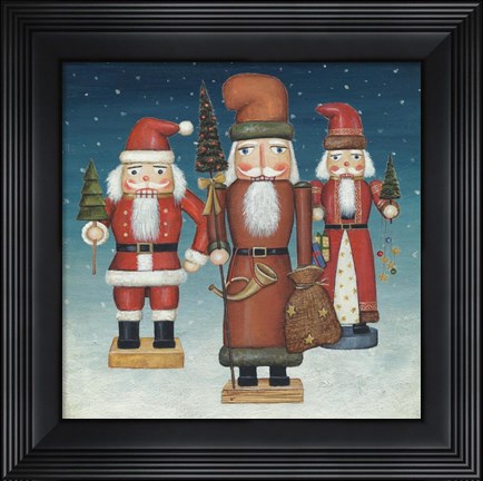 Framed Santa Nutcrackers Snow Print