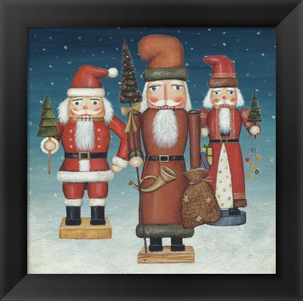 Framed Santa Nutcrackers Snow Print