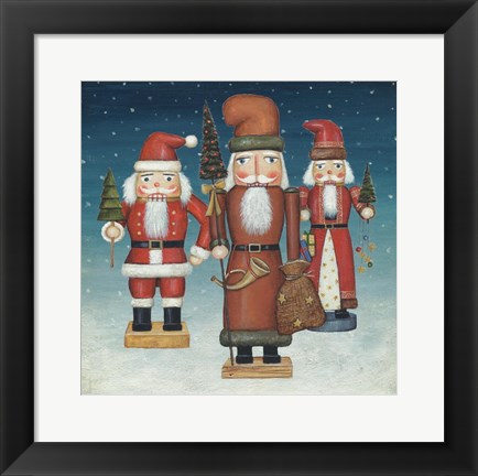 Framed Santa Nutcrackers Snow Print