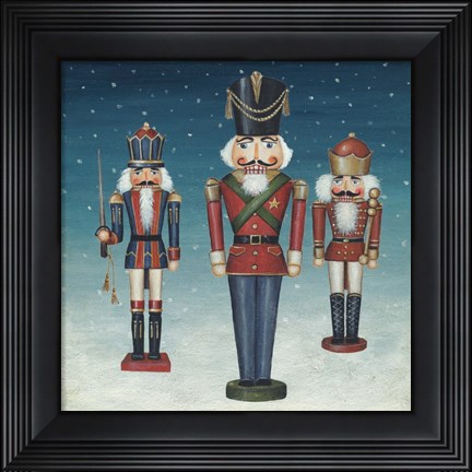 Framed Soldier Nutcrackers Snow Print