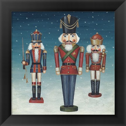 Framed Soldier Nutcrackers Snow Print