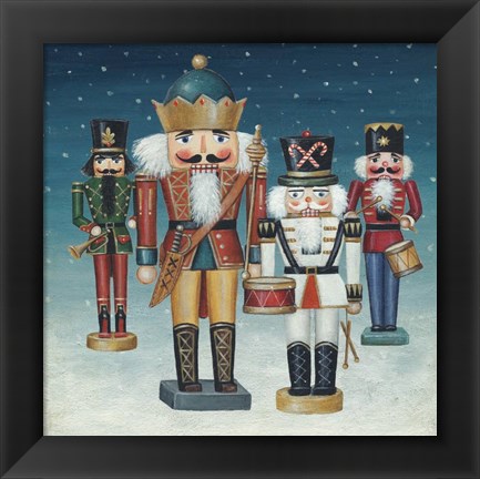 Framed King Nutcrackers Snow Print