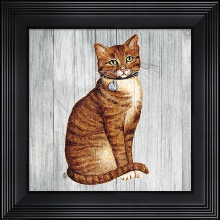 Framed Country Kitty IV on Wood Print