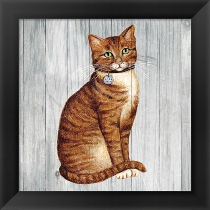 Framed Country Kitty IV on Wood Print