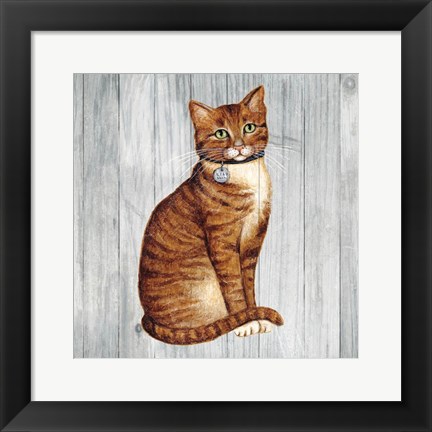 Framed Country Kitty IV on Wood Print