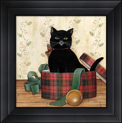 Framed Christmas Kitty IV Print