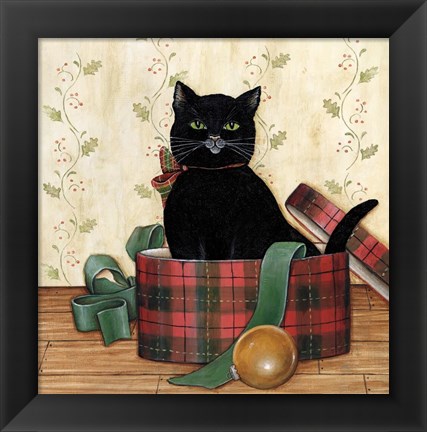 Framed Christmas Kitty IV Print