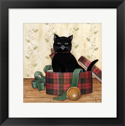 Framed Christmas Kitty IV Print