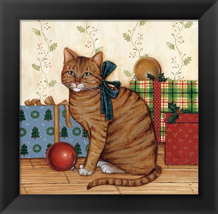 Framed Christmas Kitty II Print