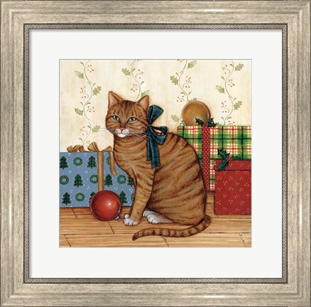 Framed Christmas Kitty II Print
