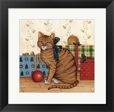 Framed Christmas Kitty II Print