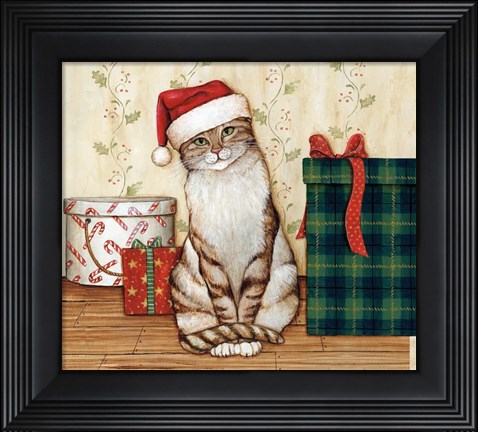 Framed Christmas Kitty  III Print