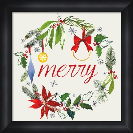 Framed Watercolor Christmas VIII Print