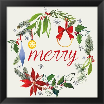 Framed Watercolor Christmas VIII Print