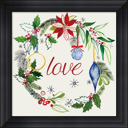 Framed Watercolor Christmas V Print