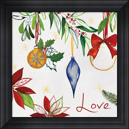 Framed Watercolor Christmas II Print