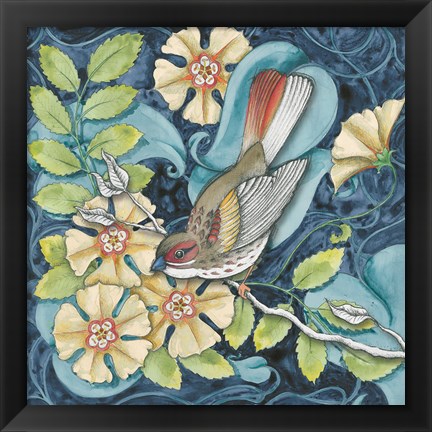 Framed Arts and Crafts Bird II Print