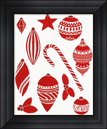 Framed Christmas Otomi Tile III Print