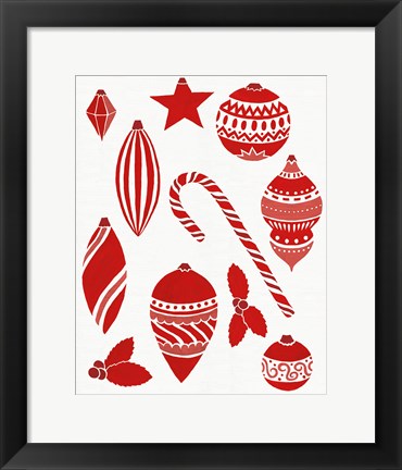 Framed Christmas Otomi Tile III Print
