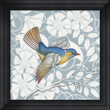 Framed Arts and Crafts Birds III Tone on Tone Print
