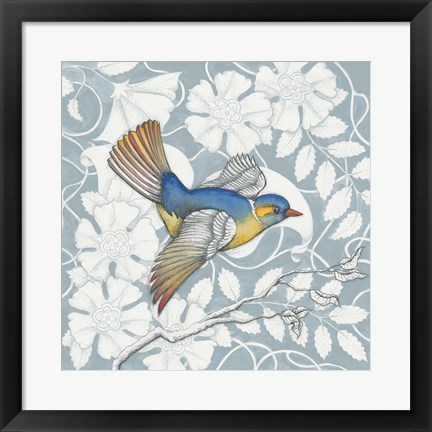 Framed Arts and Crafts Birds III Tone on Tone Print