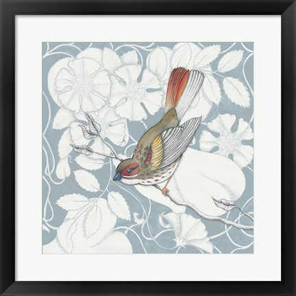 Framed Arts and Crafts Birds II Tone on Tone Print