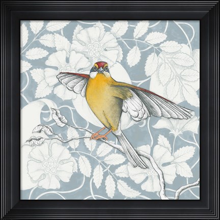 Framed Arts and Crafts Birds IV Tone on Tone Print