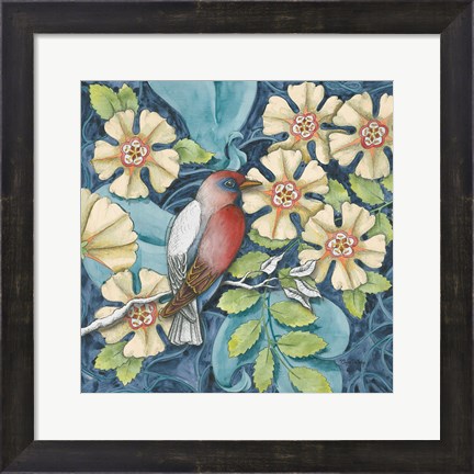Framed Arts and Crafts Bird I Print