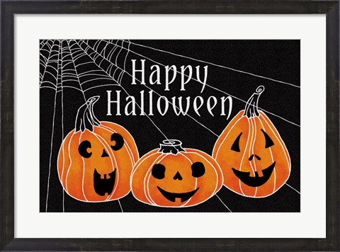 Framed Spooky Jack O Lanterns Three Pumpkins Print