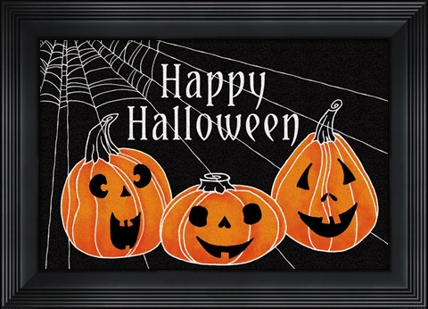 Framed Spooky Jack O Lanterns Three Pumpkins Print