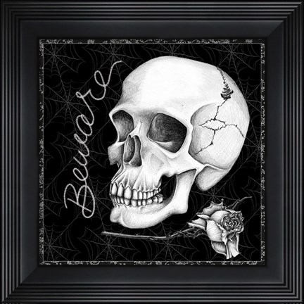 Framed Arsenic and Old Lace Skull Beware Print