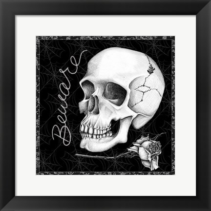 Framed Arsenic and Old Lace Skull Beware Print