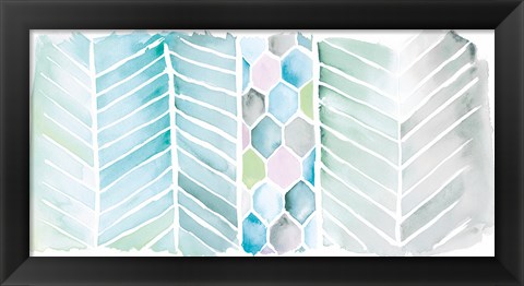 Framed Watercolor Chevron Bright Print
