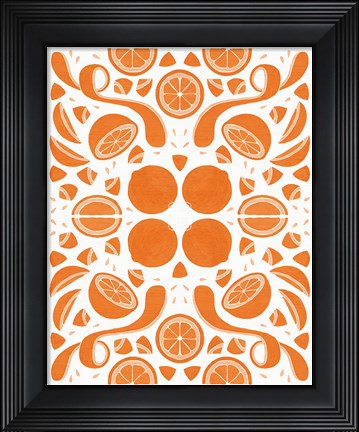 Framed Retro Orange Otomi Monotone Print