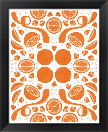 Framed Retro Orange Otomi Monotone Print