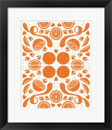 Framed Retro Orange Otomi Monotone Print